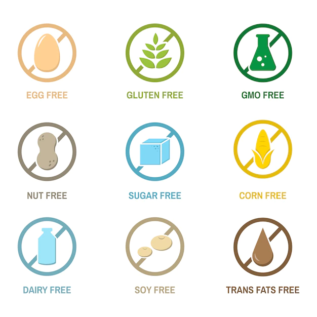 Free Vector | Illustration of food allergy icons isolated
