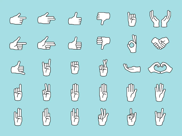 Free Vector | Illustration of hands gesture set in thin line