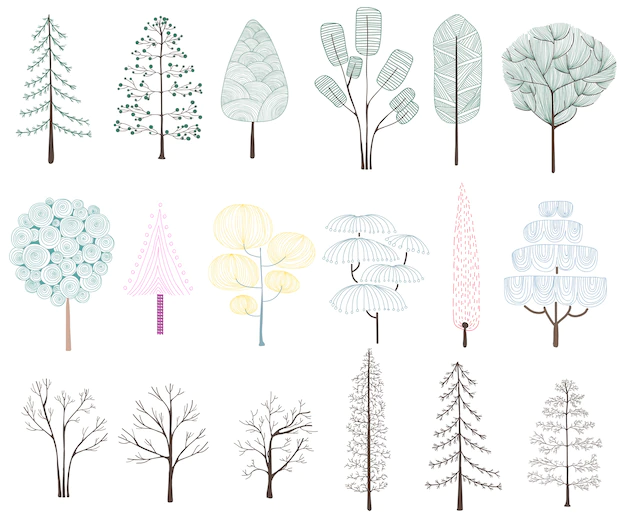 Free Vector | Illustration of pine trees collection