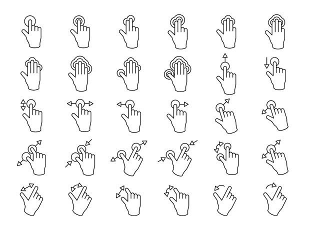 Free Vector | Illustration of touch screen hands gesture in thin line