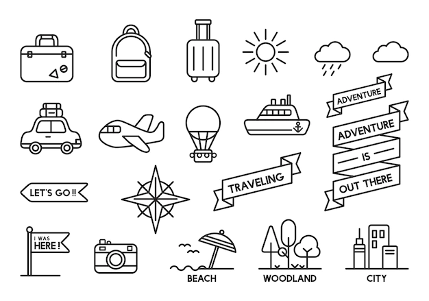 Free Vector | Illustration of travel icons set