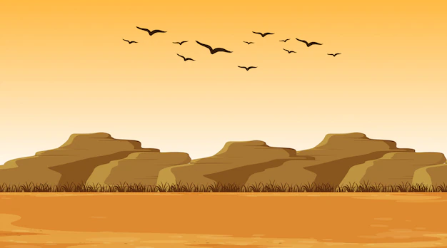 Free Vector | Illustration scene with dry land and hills