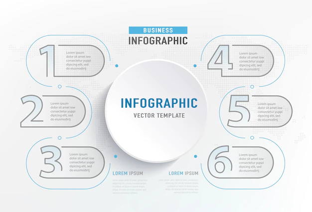 Free Vector | Infograph 6 step element. circle graphic chart diagram, business graph design.
