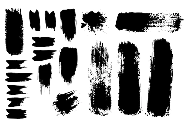 Free Vector | Inked vector paint brush strokes set. big collection of black silhouettes