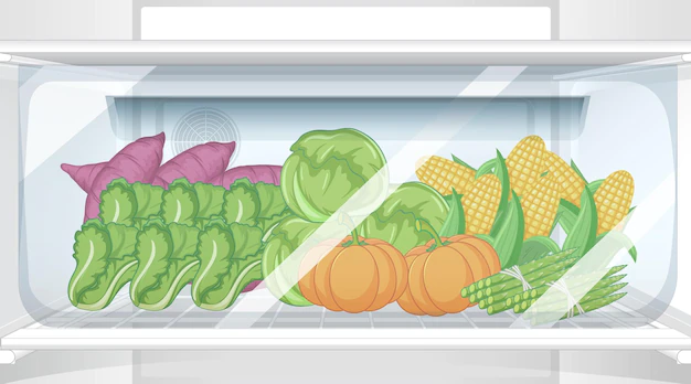 Free Vector | Inside of refrigerator with foods