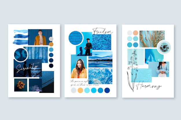Free Vector | Inspiration mood board template in blue
