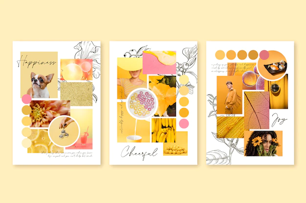 Free Vector | Inspiration mood board template in yellow
