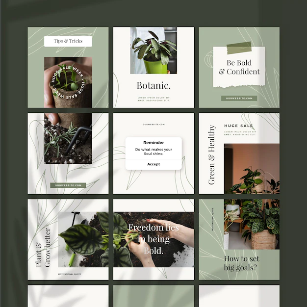 Free Vector | Instagram botanic puzzle feed