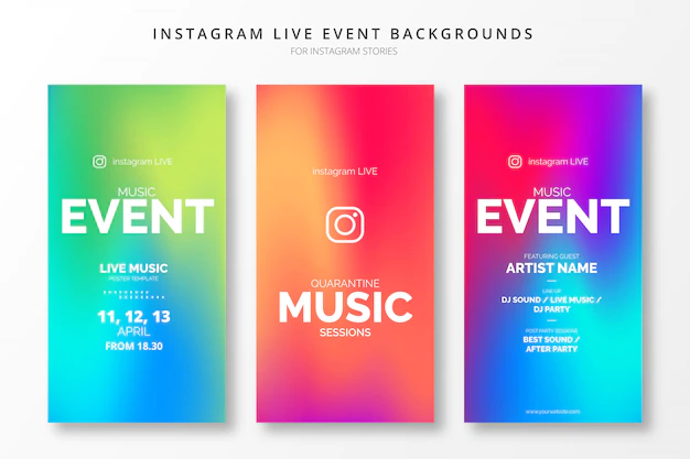 Free Vector | Instagram live event gradient insta stories template set