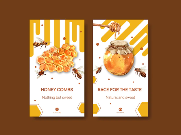 Free Vector | Instagram template with honey for social media watercolor