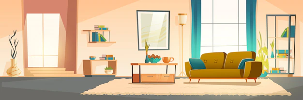 Free Vector | Interior of living room with sofa
