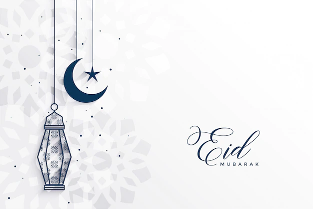 Free Vector | Islamic eid festival greeting with lamp and moon