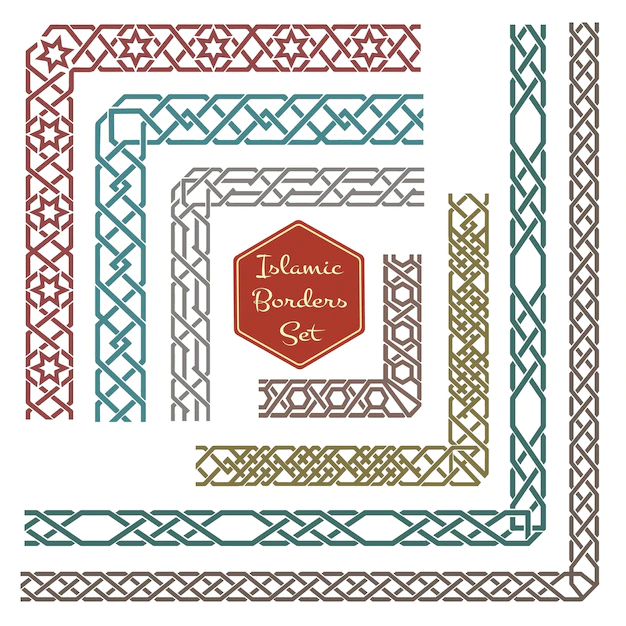 Free Vector | Islamic ornamental borders with corners. pattern border, corner pattern ornament, decorative corner border illustration