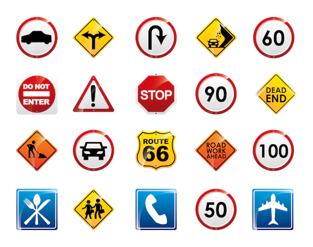 Free Vector | Isolated road sign icon set