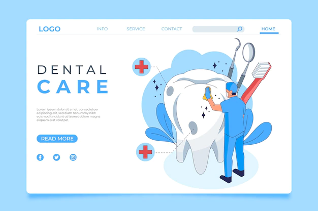 Free Vector | Isometric dental care landing page