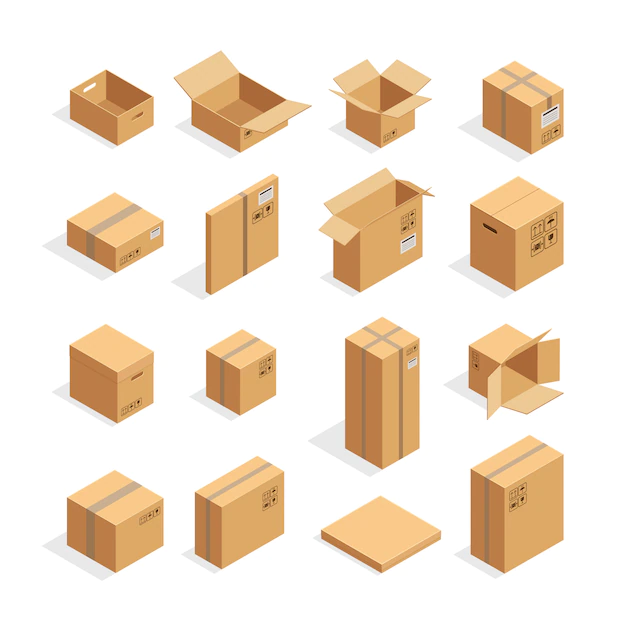 Free Vector | Isometric packaging boxes set
