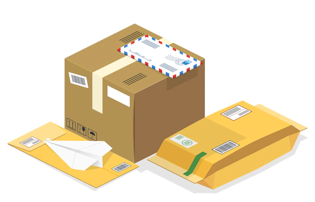 Free Vector | Isometric postal parcels, mails