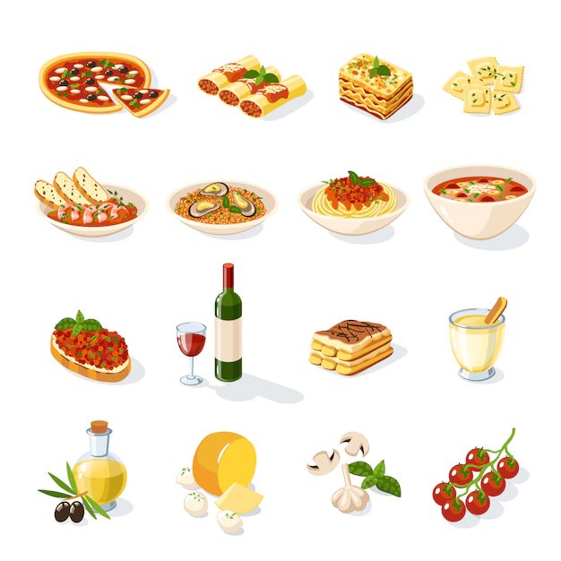 Free Vector | Italian food set