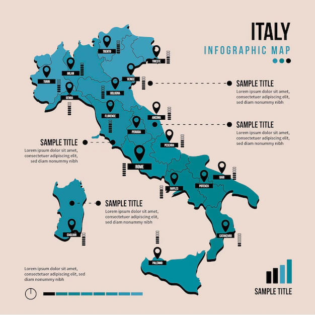 Free Vector | Italy map infographic in flat design