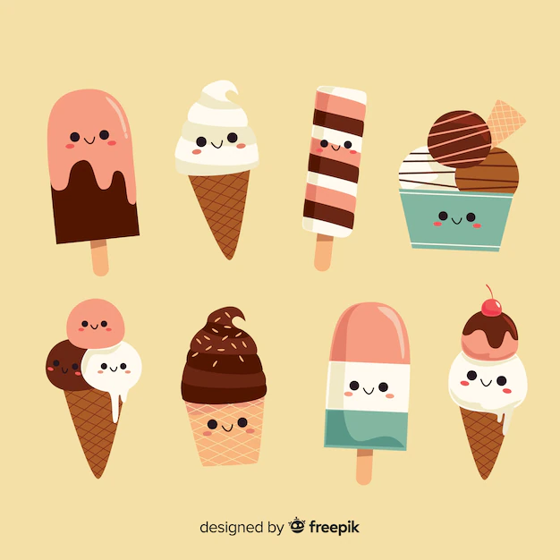 Free Vector | Kawaii summer ice cream collection