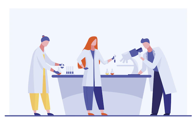 Free Vector | Lab assistants doing research