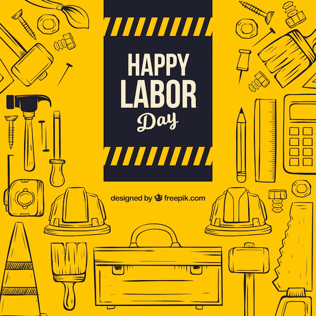 Free Vector | Labor day composition with hand drawn tools
