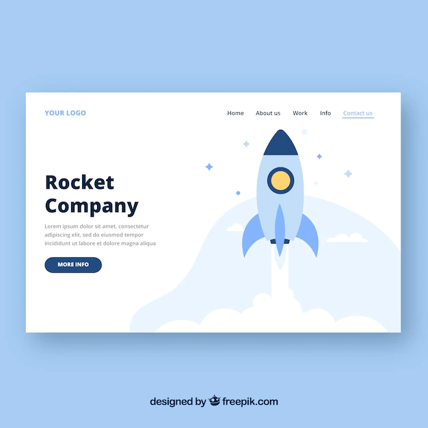 Free Vector | Landing page template with rocket concept