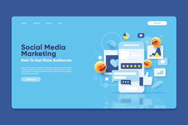 Free Vector | Landing page template with social media marketing