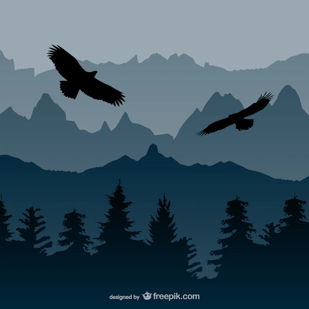 Free Vector | Landscape with eagles vector