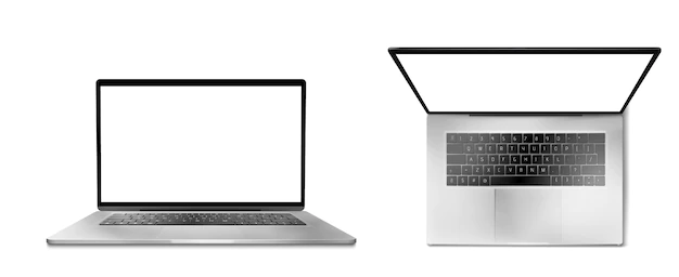 Free Vector | Laptop computer front and top view