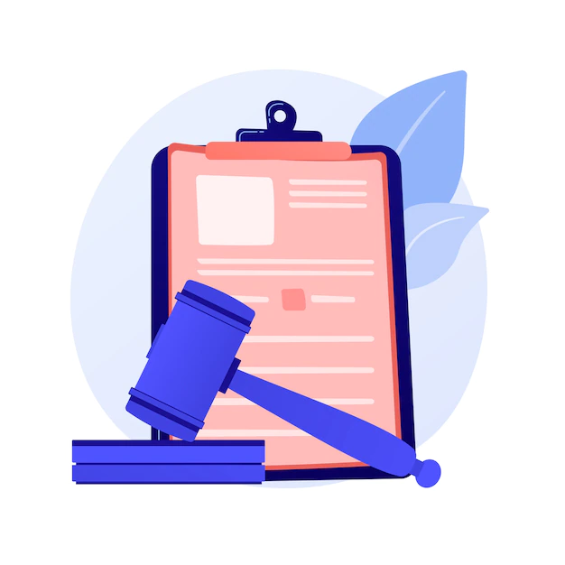 Free Vector | Legal statement. court notice, judge decision, judicial system. lawyer, attorney studying papers cartoon character.