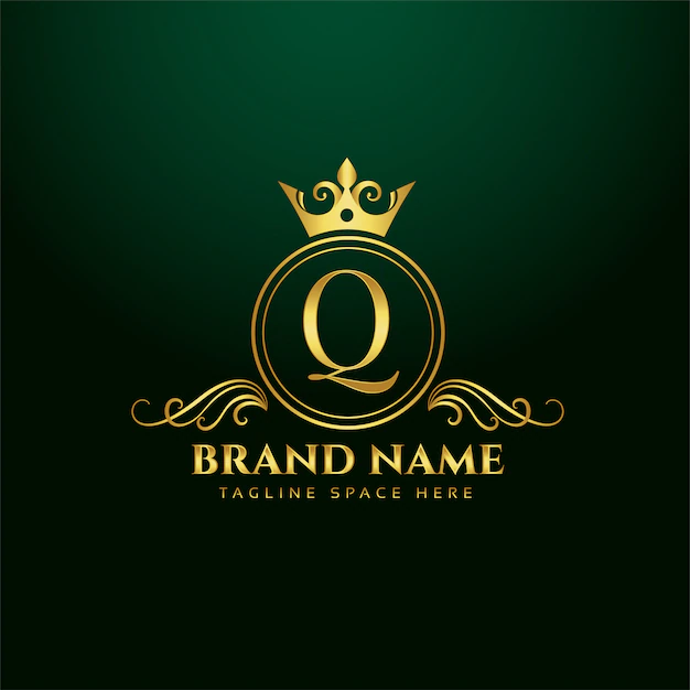 Free Vector | Letter q ornamental logo concept with golden crown
