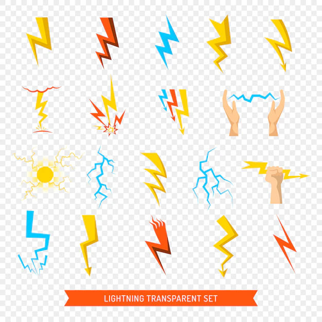 Free Vector | Lightning icons transparent set