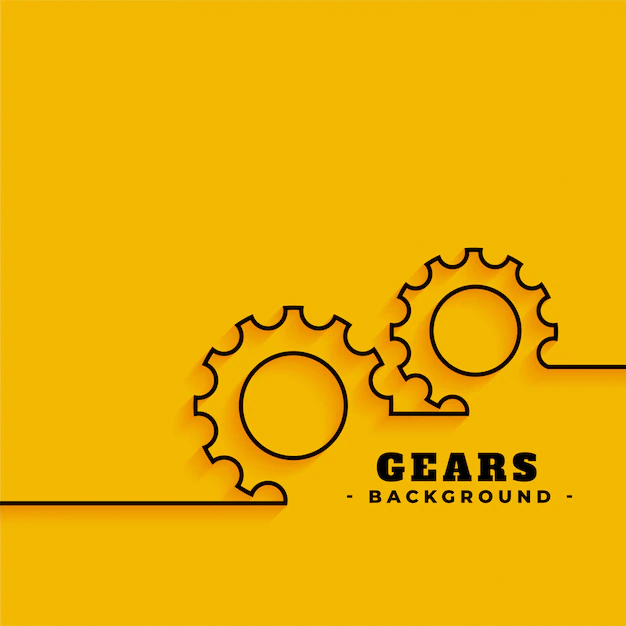 Free Vector | Line gears symbols on yellow background