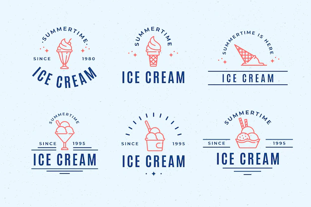 Free Vector | Linear flat ice cream label collection