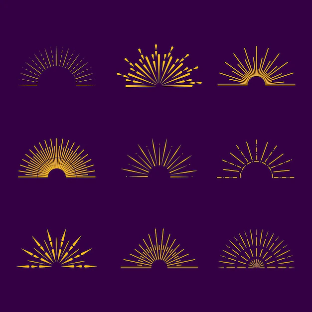Free Vector | Linear flat sunbursts collection
