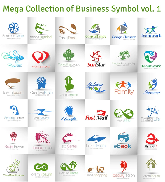 Free Vector | Logo template design bundle mega collection business symbol