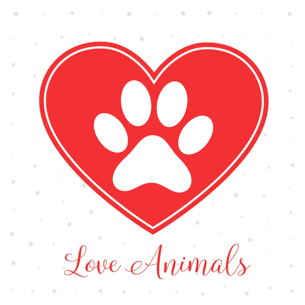 Free Vector | Love animals concept with heart and paw print