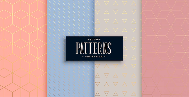 Free Vector | Lovely geometric pastel and gold pattern set