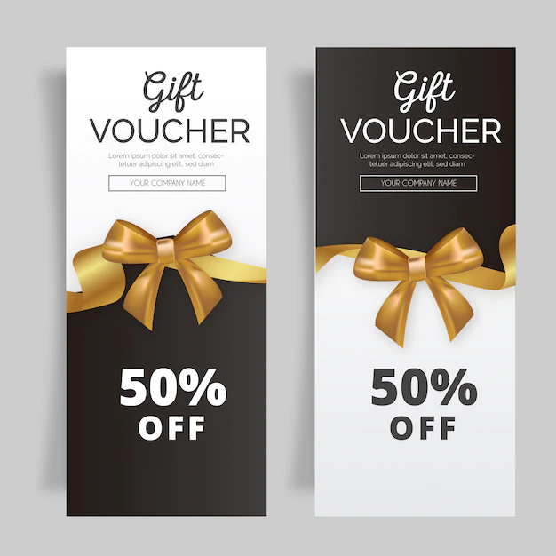 Free Vector | Lovely gift voucher with golden ribbon