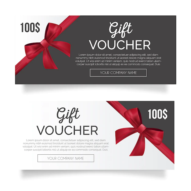 Free Vector | Lovely gift voucher with red ribbon
