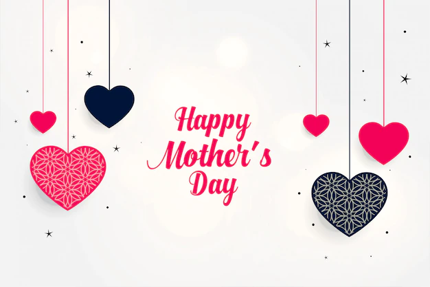 Free Vector | Lovely mother's day greeting with hanging hearts