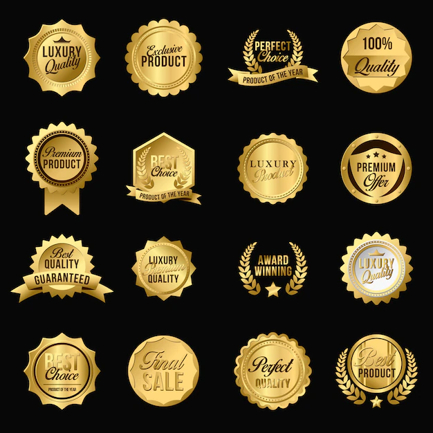 Free Vector | Luxury golden flat badges set