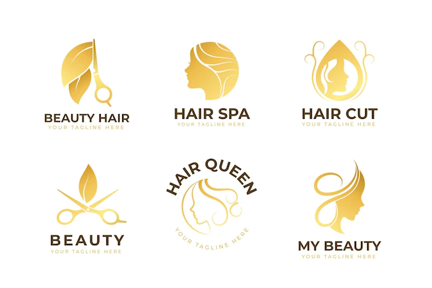 Free Vector | Luxury hair salon logo set
