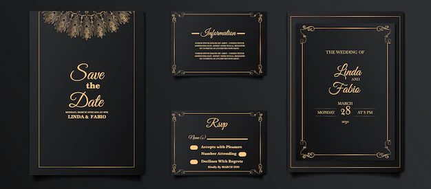 Free Vector | Luxury wedding invitation card design set
