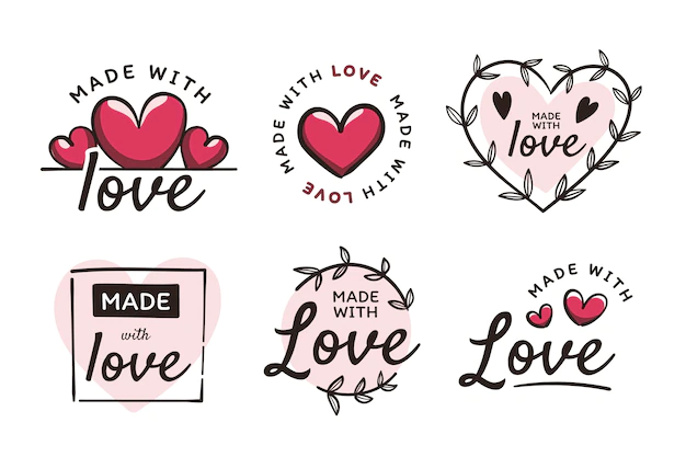 Free Vector | Made with love label collection flat design
