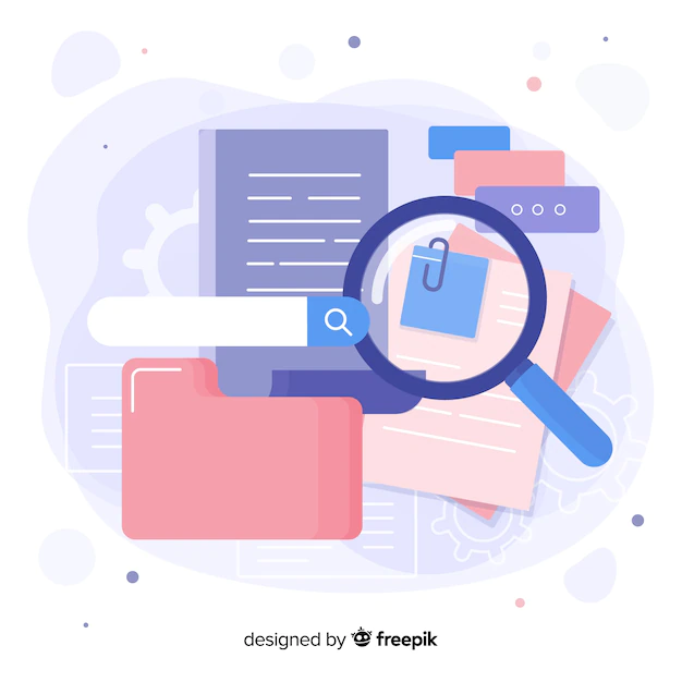 Free Vector | Magnifying glass with file searching