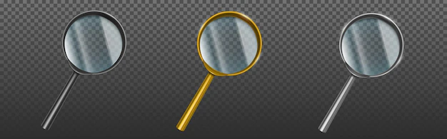 Free Vector | Magnifying glasses, loupes with clear lenses on transparent
