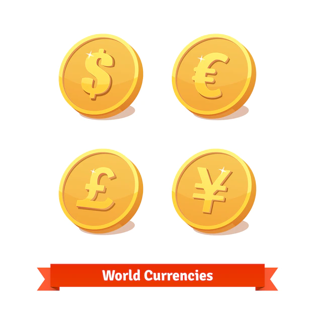 Free Vector | Main currencies symbols represented as gold coins