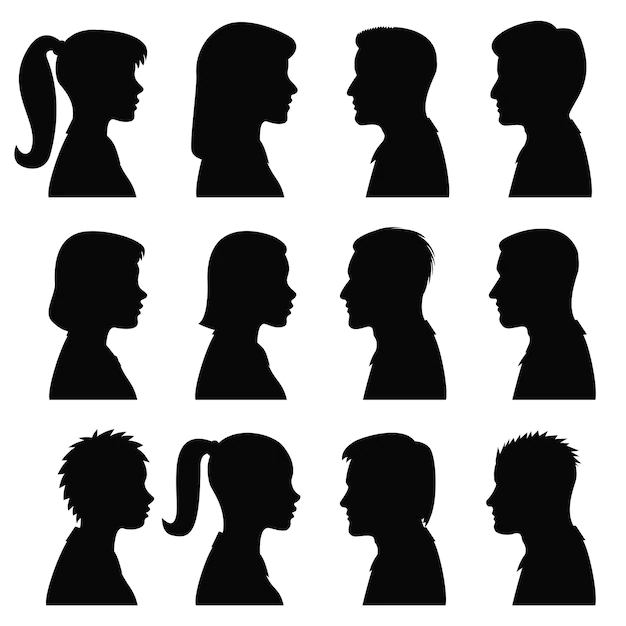 Free Vector | Male and female silhouette set.  human profile icon set illustration
